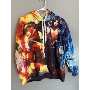 Naruto Pullover Hoodie Sweatshirt XL Anime All Over‎ Pattern Bright